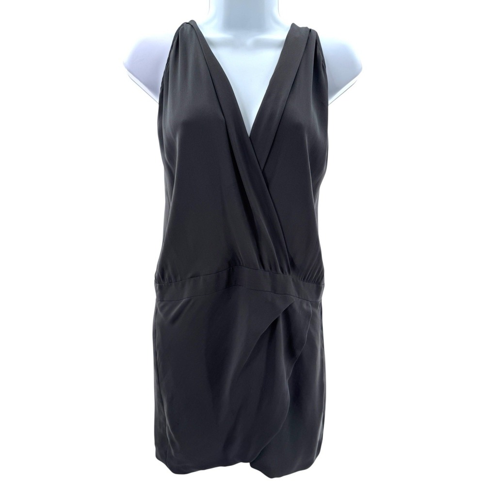 Mason by Michelle Mason Charcoal Silk Wrap Tulip Hem‎ Dress Size 0 Halter Tie